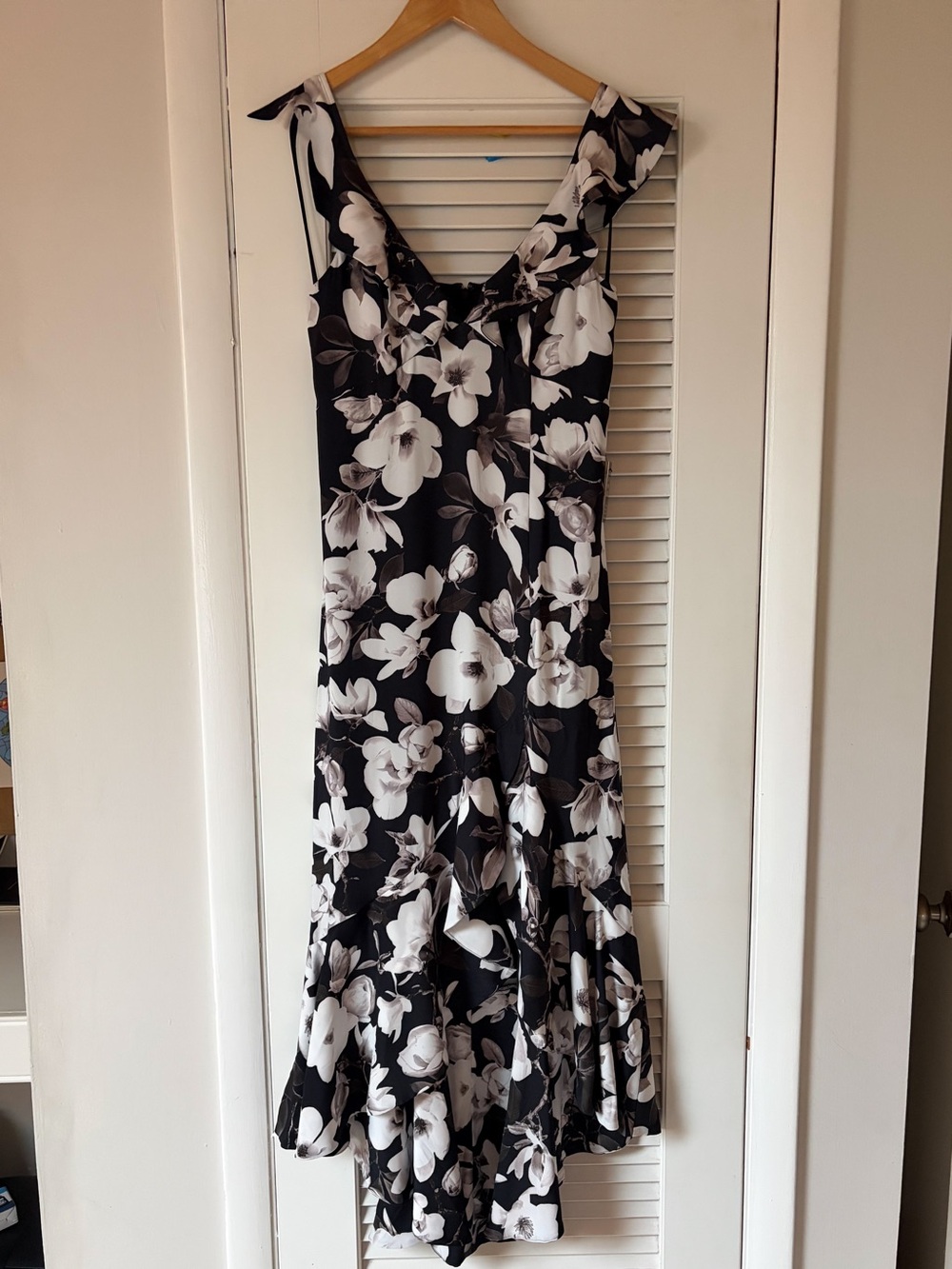 Express Floral Mesh Scoop Neck Ruffle High-Low Maxi Dress Floral Maxi Dress in